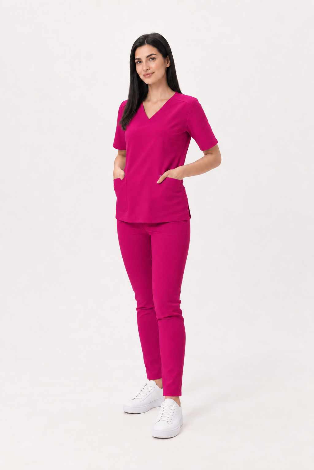 Dámské zdravotnické kalhoty skinny Ella, barva amarantová, zepředu